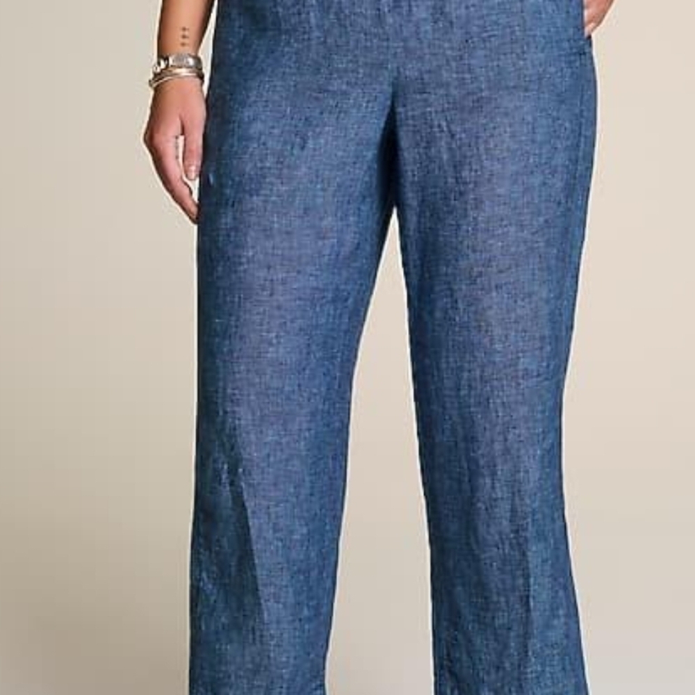 NEW WITH TAG J. Jill Relaxed Wide-Leg Linen Pants in Chambray Blue